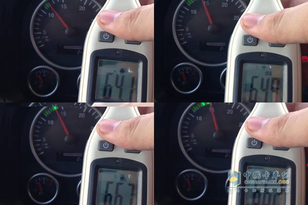 　發動機轉速分別在1200r/min、1300r/min、1400r/min、1500r/min時駕駛室內部噪音